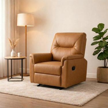 Imagem de Poltrona do Papai Reclinavel Corvette Relaxante Revestimento Corino Confortavel Caramelo Courino Terracota Matrix