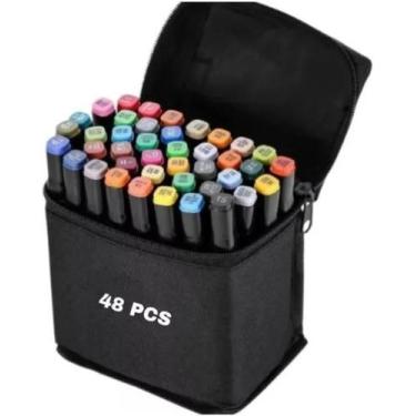 Imagem de Kit canetinha marcador permanente ponta dupla lck 48 unid.