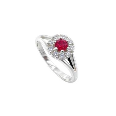 Imagem de Anel Formatura Feminino Prata 925 - Maça de Prata Joias, Vermelho, 18