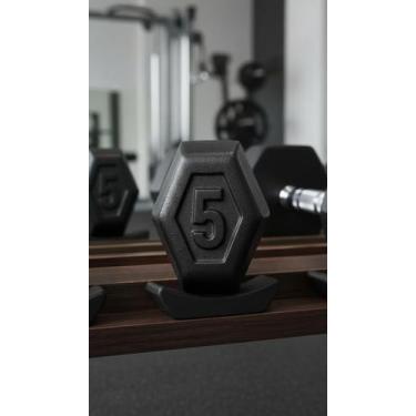 Imagem de Halter Sextavado 5kg Ferro Fundido Pintado Preto - Congratulations Sto