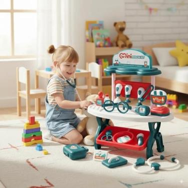 Imagem de Kit Médico Wellkids Infantil 25 Peças Bancada Didática Brinquedo Educa