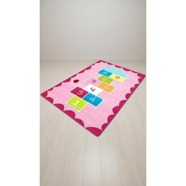 Imagem de Tapete Infantil Amarelinho Pink 1,00x1,40 - Jogo Amarelinha - Congratu