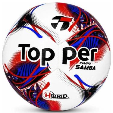 Imagem de Bola De Futebol Campo Topper Samba Hybrid Costurada á Maquina, Branco,