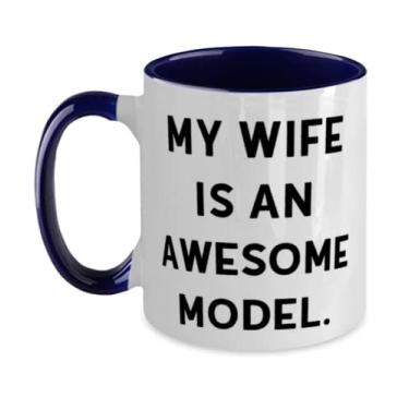 Imagem de Presentes de esposa sarcástica, My Wife Is an Awesome Model, Caneca engraçada de dois tons 325 ml para do marido
