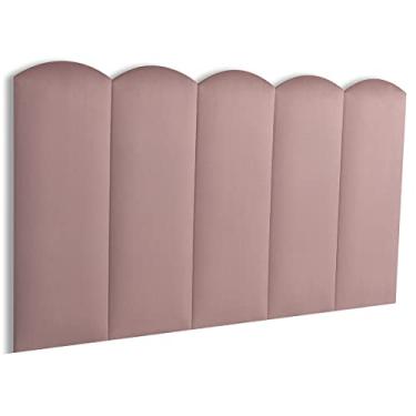 Imagem de Cabeceira Solteiro Estofada Cama Box Modulada Formato Nuvem 100 X 60 Cm Blu Interiores Cor:Veludo Nude Rosado