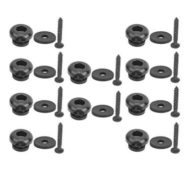 Imagem de Conjunto de 5 travas de alça de guitarra, pinos de extremidade de guitarra para baixo, ukulele elétrico e outros instrumentos musicais, acessórios periféricos (preto)