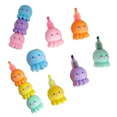 Imagem de Marcador de texto colorido em forma de polvo com 6 peças, conjunto de marca-texto pastel de silicone fofo polvo canetas para adultos, crianças, estudantes, escrevendo, grafite, material