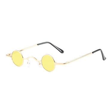 Imagem de Óculos de sol multicoloridos com armação ultra pequena, óculos de sol com armação de círculo retrô, óculos de sol de personalidade europeia e americana, amarelo dourado, china