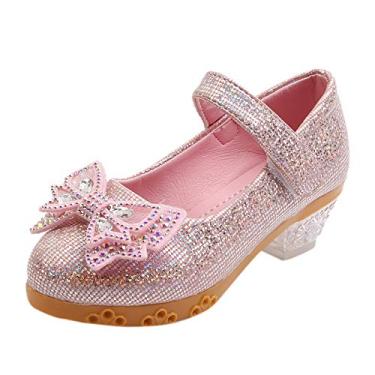 Imagem de Sandália Mary Jane com glitter de salto baixo de cristal para festa de casamento vestido de princesa sapatos para crianças pequenas