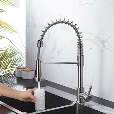 Imagem de Torneira de cozinha preta fosca montada no convés torneira misturadora de 360 ​​graus de rotação pulverizador bico de pia de cozinha torneiras quentes e frias, níquel escovado, china