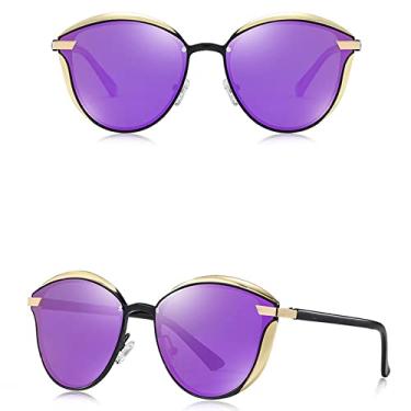 Imagem de Óculos de sol da moda óculos de sol polarizados de luxo feminino redondo óculos de sol feminino lunette de soleil feminino, roxo, china
