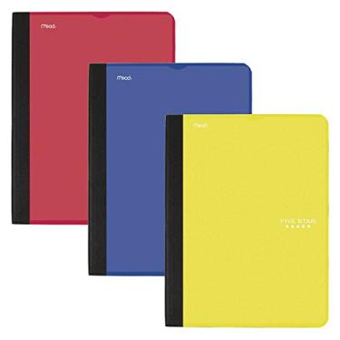 Imagem de Five Star Cadernos de composição interativos, pacote com 3, 1 assunto, papel pautado pela faculdade, 28 x 20 cm, 100 folhas, cores sortidas (38610)