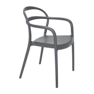 Imagem de Cadeira Plastica Monobloco Com Bracos Sissi Grafite - Tramontina