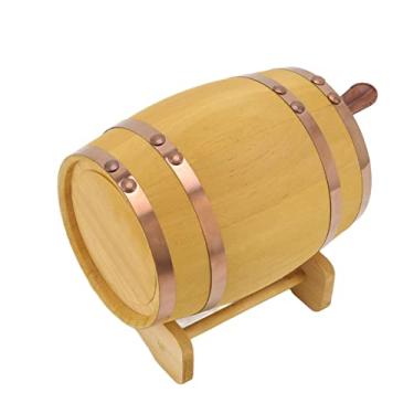Imagem de Barril de vinho de madeira, design requintado para aumentar a cor 17x13x13cm Barril de uísque de 1,5 litros, com torneira de cerveja de uísque