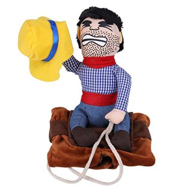 Imagem de Fantasia engraçada para cães de estimação cowboy cavaleiros roupas estilo cavaleiro roupas com boneca e chapéu para festa de cosplay de Halloween (G)