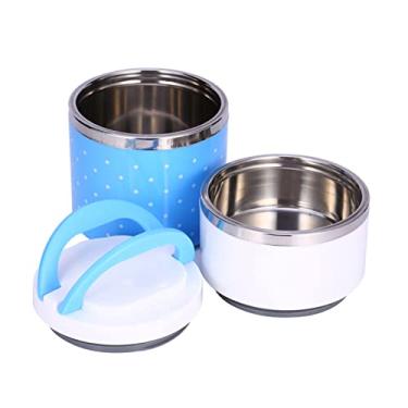 Imagem de Lancheira t¨¦rmica,recipiente de comida t¨¦rmica de isolamento de a?o inoxid¨¢vel de 2 camadas com anel de veda??o de silicone, garrafa t¨¦rmica para comida quente para trabalhador de escrit¨®rio est