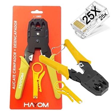 Imagem de Kit Alicate de Crimpar + 25 Conector RJ45 Cat5e Internet