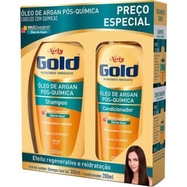 Imagem de Kit niely gold óleo de argan pós-química 1 shampoo de 300ML + 1 condicionador de 200ML