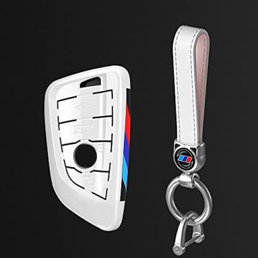 Imagem de CSHU Porta-chaves do carro capa porta-chaves Porta-chaves com anel, adequado para BMW X1 X3 X4 X5 F15 X6 F16 G30 Série 7 G11 F48 F39 520 525 f30 118i 218i 320i, branco 3