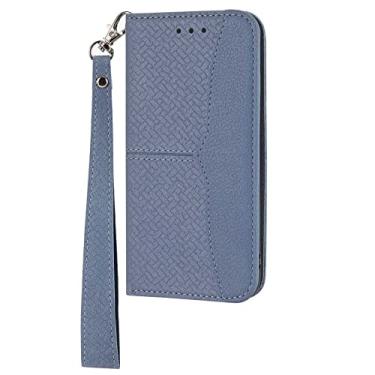 Imagem de DENSUL Capa carteira para Sony Xperia 10 IV, capa de couro comercial, capa flip folio com 3 compartimentos para cartão, suporte de fechamento magnético, capa interna de TPU à prova de choque, azul