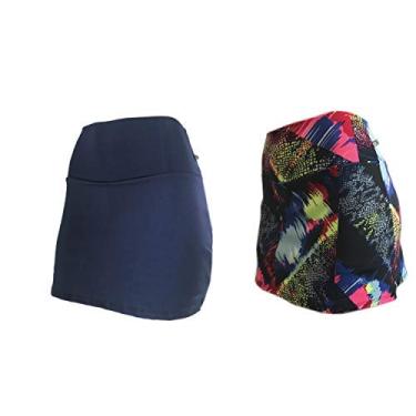 Imagem de Shorts Saia Suplex Estampada Ou Lisa Academia Ginastica (AZUL-25A, G)