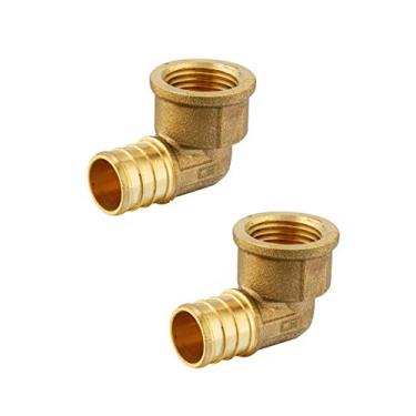 Imagem de (Pacote com 2) Eficiente PEX 3/4" x 1/2" fêmea rosqueado NPT adaptador de cotovelo de sutiã cromp ajustes sem chumbo-2 peças (fio fêmea 1/4" x 1/2")