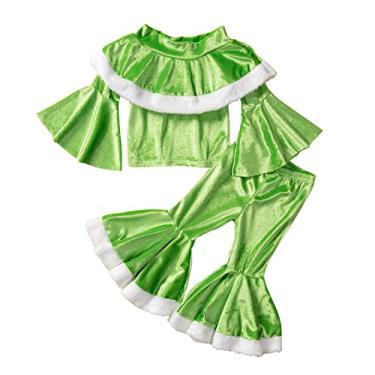 Imagem de Macacão infantil infantil para meninas cosplay de natal pulôver de patchwork roupas para bebês meninas combinando, Verde, 4-5 Anos