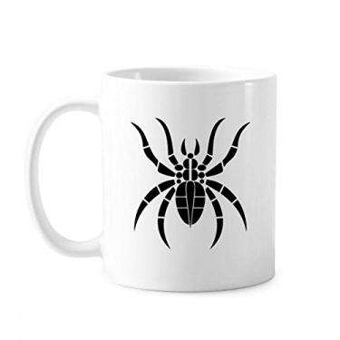 Imagem de Caneca com ilustração preta de inseto com padrão de aranha cerâmica para café e porcelana