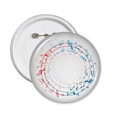 Imagem de Notas musicais em formato redondo vermelho azul alfinetes crachá botão redondo decoração de roupas 5 peças