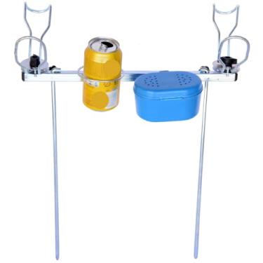 Imagem de SUPORTE DE CHÃO PARA VARAS DE PESCA DESMONTÁVEL 02 VARAS COM PORTA LATA