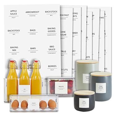 Imagem de Talented Kitchen 157 etiquetas organizadoras de despensa pre-impressas pretas em adesivos de vinil branco fosco + nmeros para cozinha minimalista (resistente gua)