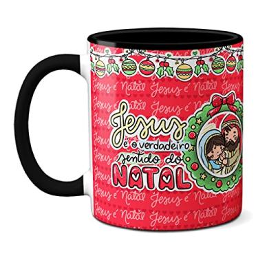 Imagem de Caneca Feliz Natal Jesus É O Verdadeiro Sentido Do Natal (Preta)