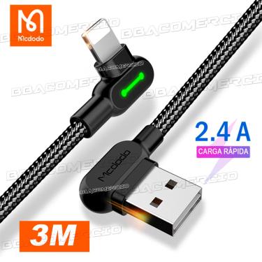 Imagem de Cabo Usb Compatível Com iPhone Em L Com E 3m Reforçado