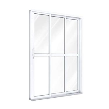 Imagem de Porta de Correr de Aço com Travessa 213 x 200 x 13 cm 3 Folhas Direita Riobras Pronta