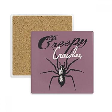Imagem de Porta-copos quadrado com estampa de teia de aranha e estampa de teia de aranha, suporte de subplaca de isolamento