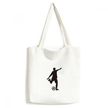 Imagem de Bolsa de lona esportiva com contorno de futebol de futebol, bolsa de compras casual