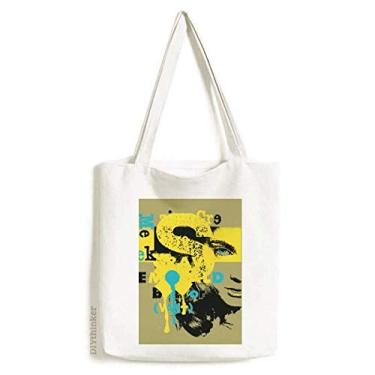 Imagem de Bolsa feminina Graffiti Street amarela azul preta bolsa de compras bolsa casual bolsa de compras