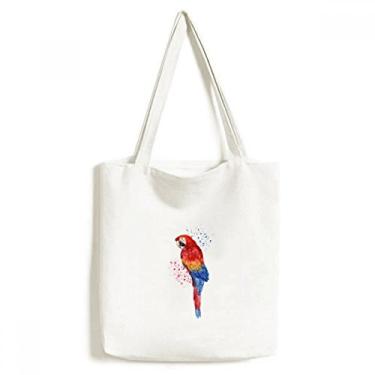 Imagem de Red Psittaciformes bolsa de lona papagaio pássaro sacola de compras casual bolsa de mão