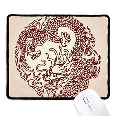 Imagem de Mousepad de dragão chinês com borda costurada, tapete de borracha para jogos