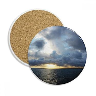 Imagem de Caneca de porta-copos com imagem da natureza da ciência escura do oceano, pedra absorvente de proteção de mesa