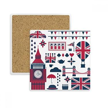 Imagem de Porta-copos quadrado Torre Ballon Soldado Reino Unido Big Ben England Porta-copos com pedra isolante