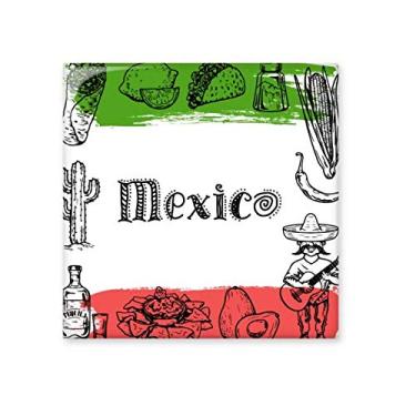 Imagem de Decalque brilhante de azulejo de cerâmica com desenho de cacto do México Cuisine