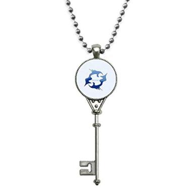 Imagem de OFFbb-USA Peixes Fashion Label Art Deco Presente Fashion Pingente Vintage Colar Prata Chaveiro Joias