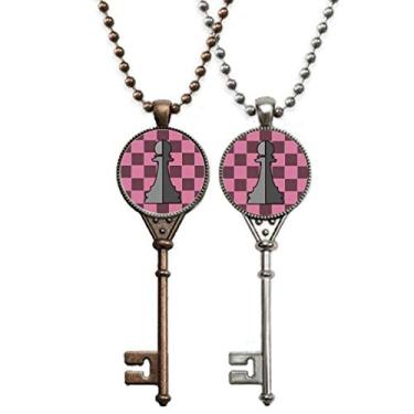 Imagem de OFFbb-USA Tabuleiro de xadrez, peão, branco, palavra, chaveiro, pingente, joias, decoração de casais