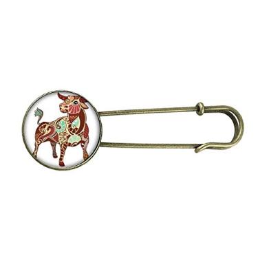 Imagem de Broche de metal retrô com símbolo do zodíaco da constelação Taurus