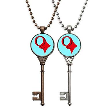 Imagem de OFFbb-USA Wealth Queen Diamond Q Poker Key Colar Pingente Joias Decoração de Casal