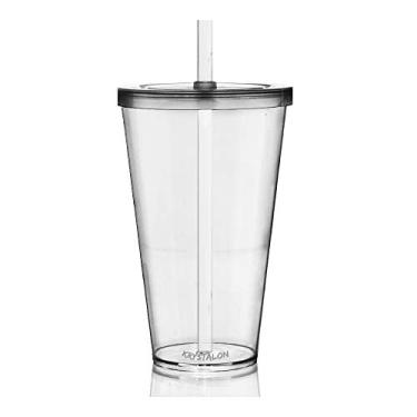 Imagem de Copo com Tampa e Canudo 550 ml Transparente Acrílico Poliestireno