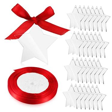 Imagem de SEWACC 30 Unidades Espaços Em Branco De Acrílico Espaços Em Branco De Estrelas Acrílicas Porta-chaves Em Branco Tag De Presentes De Festa De Natal Carteira Decorações Bolsas