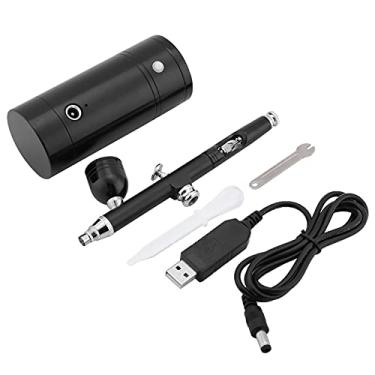 Imagem de Kit De Aerógrafo Sluffs Com Compressor De Ar, Mini Pistola De Pulverização De Compressor De Ar Preto De 0,3 Mm Conjunto De Aerógrafo 7CC Conjunto De Capacidade 8,4 V Alimentado Por USB Para Pintura, A