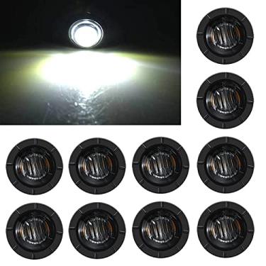 Imagem de FXC Luz LED redonda de 10 x 1,95 cm Luz indicadora de luz frontal traseira para caminhão, carro, ônibus, trailer, vans, caravanas, barco, luz traseira de freio (12 V, Whitesmoked)